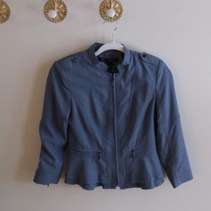 Blazer Jacket NWT WHBM Blue moto zip closure with front zip pockets Size 0